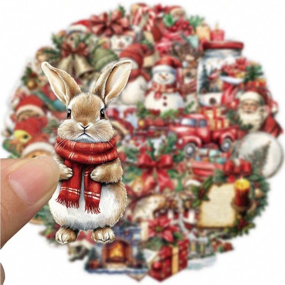 50pc Vintage Christmas Holiday Sticker Set - Picture 5 of 8